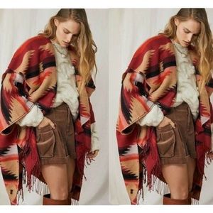 NWOT FP Crossroads Oversized Poncho in Garnet Sweaters